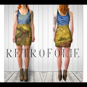 Van Gogh Wheatfield with Crows bodycon dress